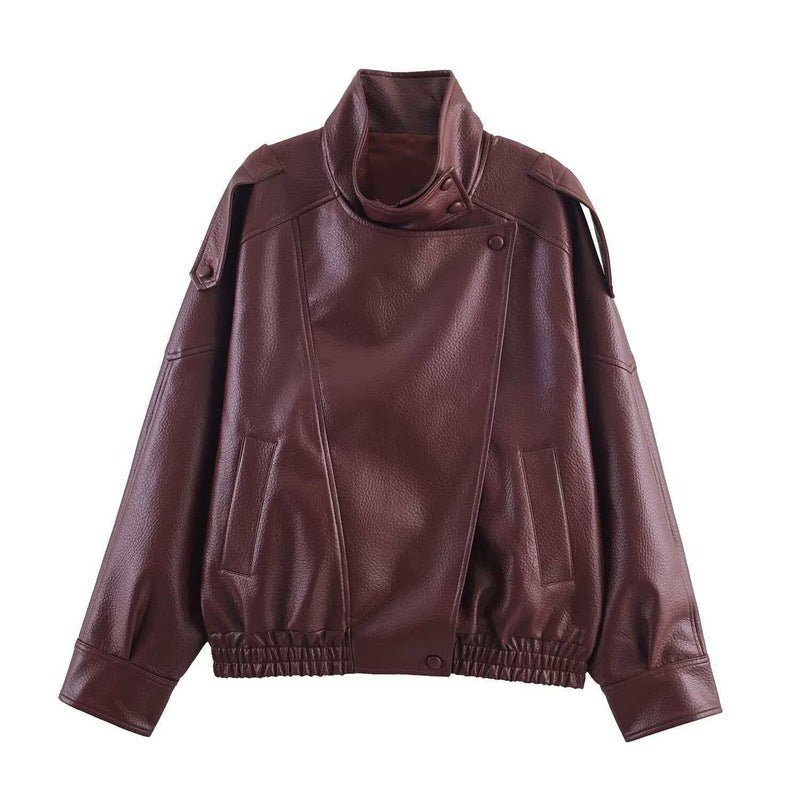 Chaqueta de cuero asimétrica Gatita